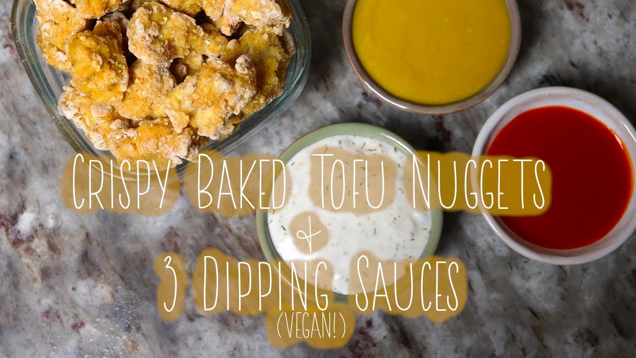 Crispy Baked Tofu Nuggets & 3 Dipping Sauces