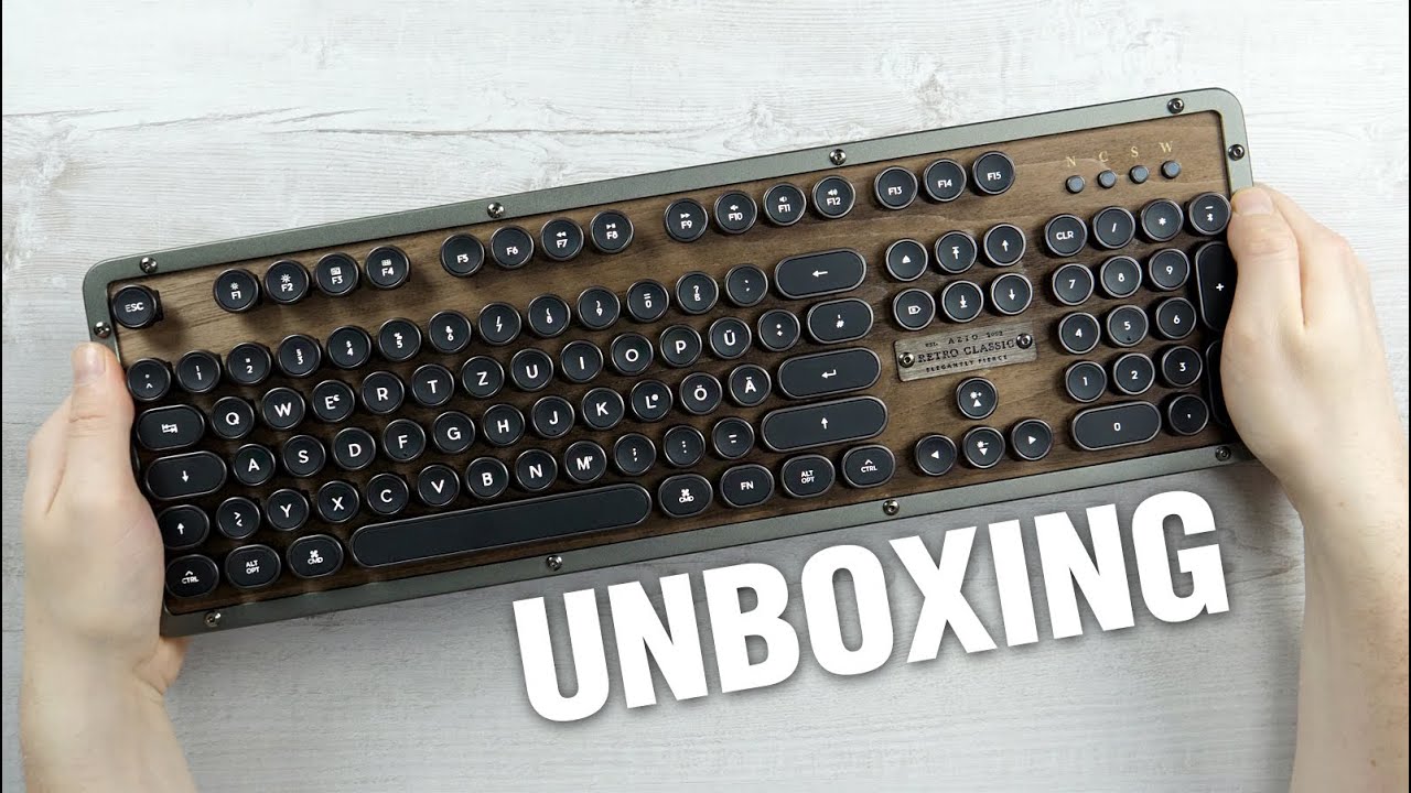 AZIO Retro Classic ELWOOD Keyboard - Unboxing //  Steampunk // 4K 60 FPS