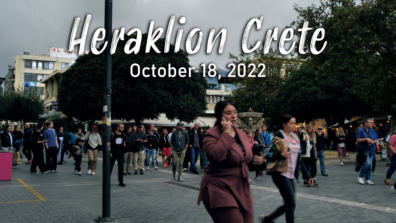 Heraklion Crete, winter vibes in 4k with city ambient, Greece 2022