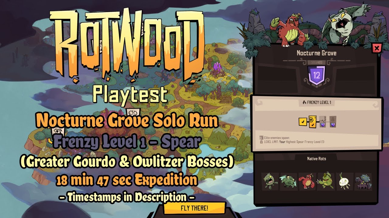 Rotwood Playtest 3 - Nocturne Grove [Frenzy 1: Spear] Solo Run (Owlitzer Boss)