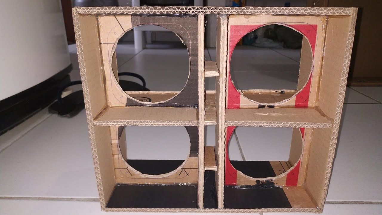 COMO FAZER UMA CAIXA DE SOM DE PAPELÃO TS2 COM 4 ALTO FALANTE, PROJETO PASSO A PASSO!