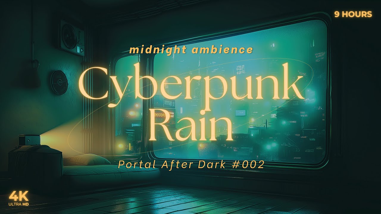 Cyberpunk Rain Window Projector - 9 Hours Blade Runner Ambience for Sleep, Study & Focus | 4K