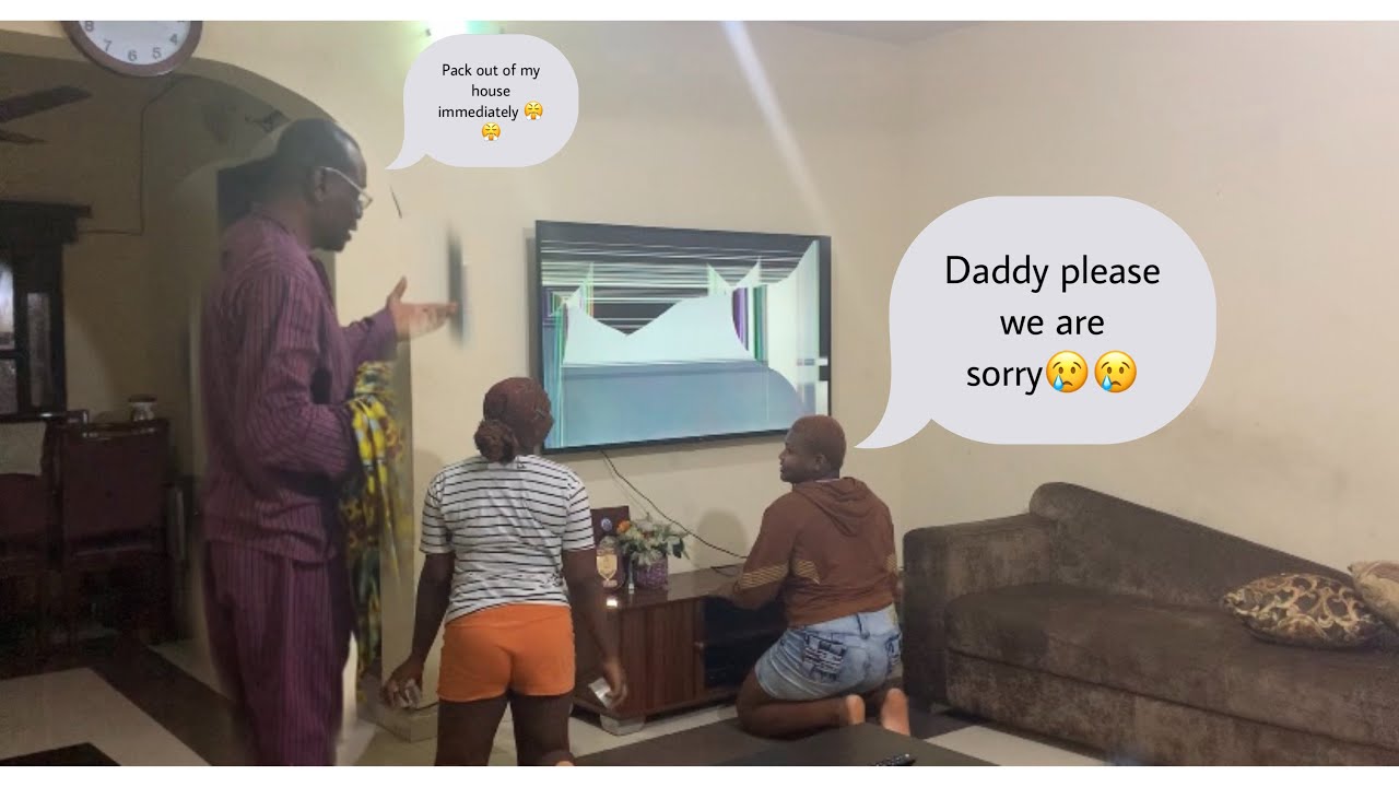 Broken Tv screen prank on my African Dad