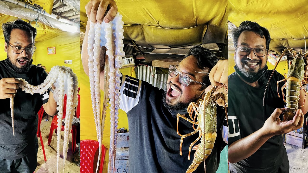 অস্থির দামাদামির পর ১০৫০ টাকায় লবস্টার, অক্টোপাস & কাকড়া ফ্রাই 👍 Street Food of Cox’s Sea-beach 👍