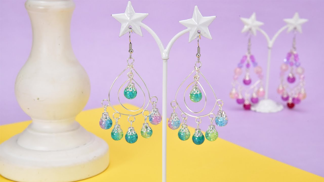 How to Make Chandelier Earrings with Wires and Crackle Glass Pendants | Kissitty Jewelry