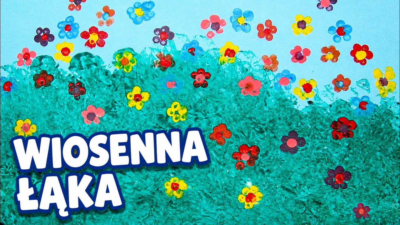 Stemplowana łąka | Wiosenna łąka | Łąka z kwiatami | Stemplowanie | Wiosna | Praca plastyczna