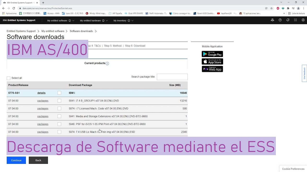 IBM AS/400: Descarga de Software mediante el ESS