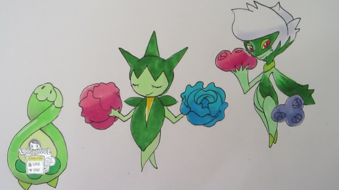 How to draw Pokemon: No. 406 Budew, No. 315 Roselia, No. 407 Roserade