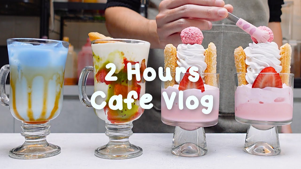 🍓지치고 힘들 땐 음료 ASMR로 힐링해요/주중의 여유로움/2시간 모음🌸2 Hours Vlog/Cafe Vlog/ASMR/Tasty Coffee