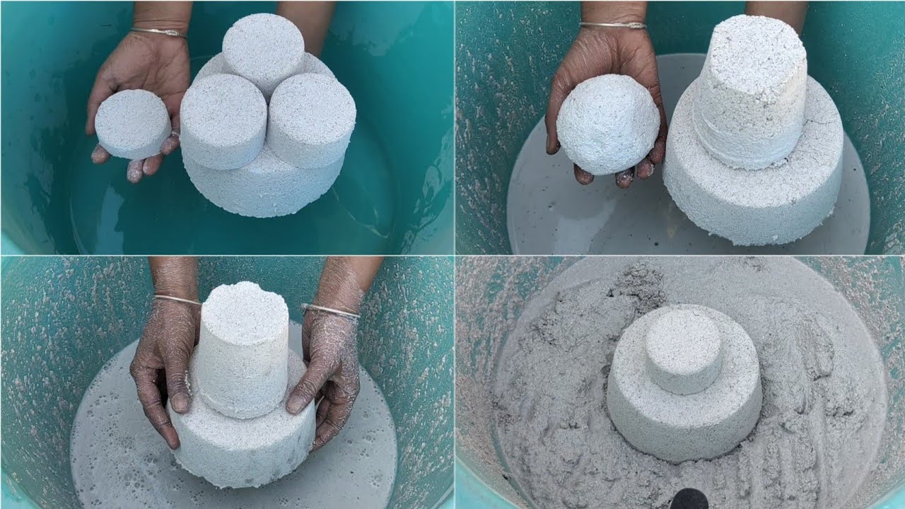 white cement with white concrete crumbling in lots of water 💦💦 sa asmr