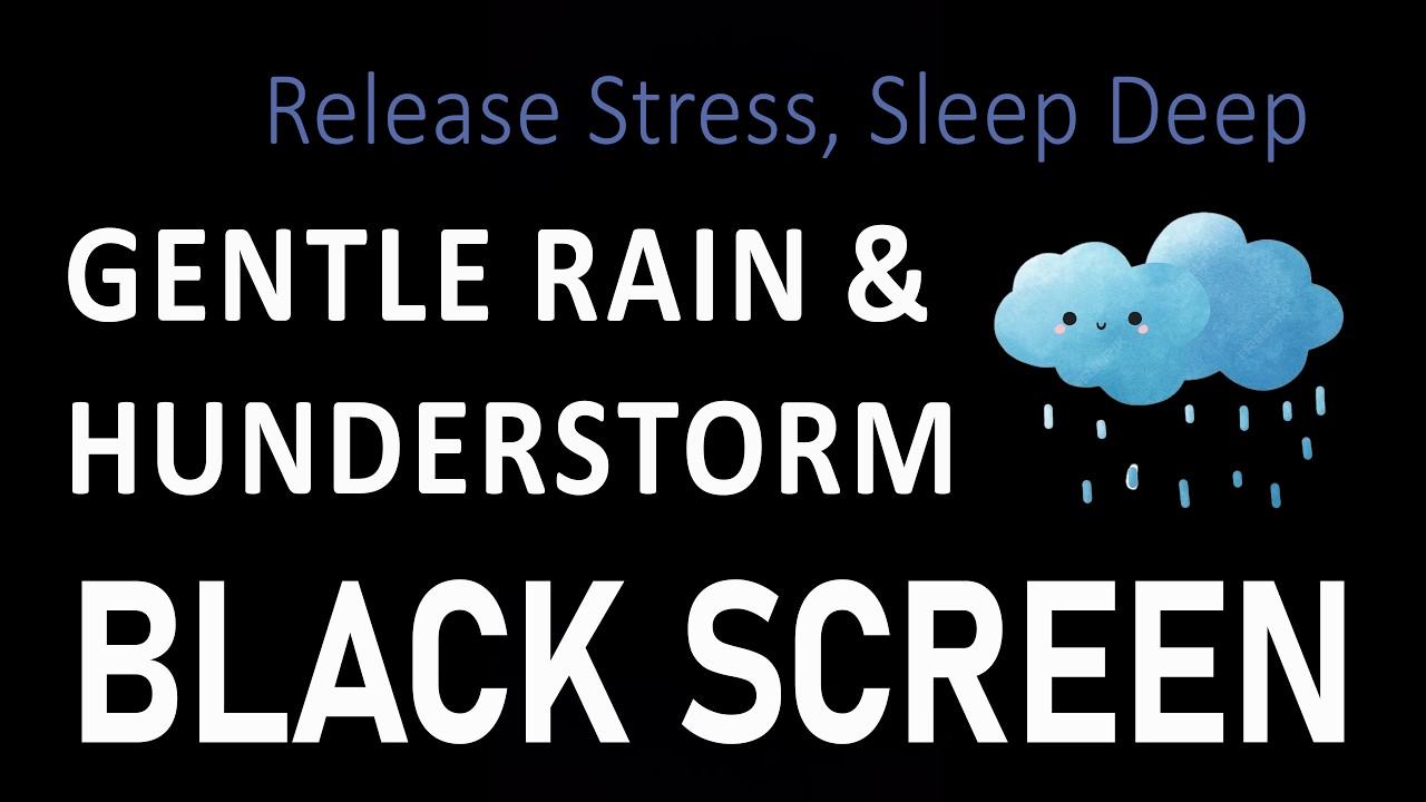 Gentle Rain and Thunderstorm for Sleeping – Black Screen | Release Stress, Sleep Deep