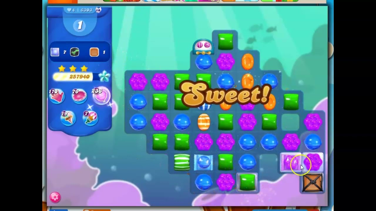 Candy Crush, уровень 6303, разговор, 21 ход, 0 усилителей