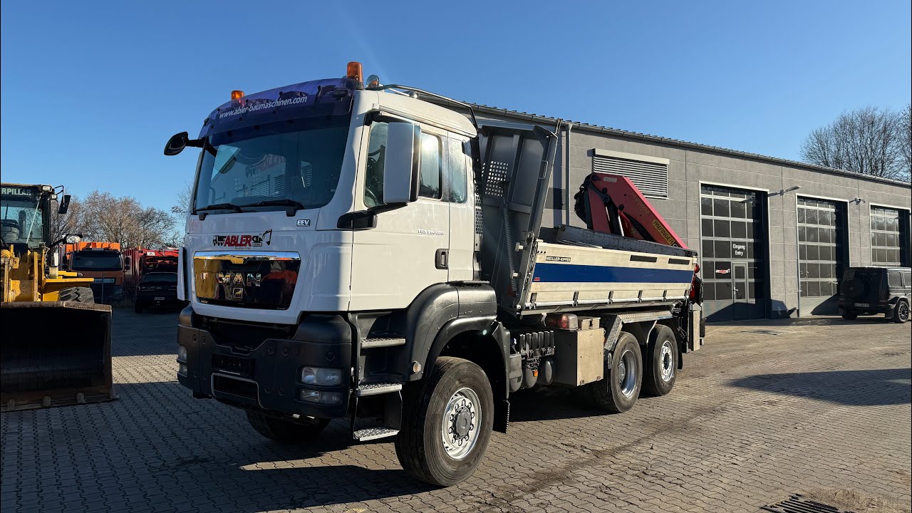 MAN TGS 28.400 2-Seiten-Kipper mit Palfinger PK20002 Kran 