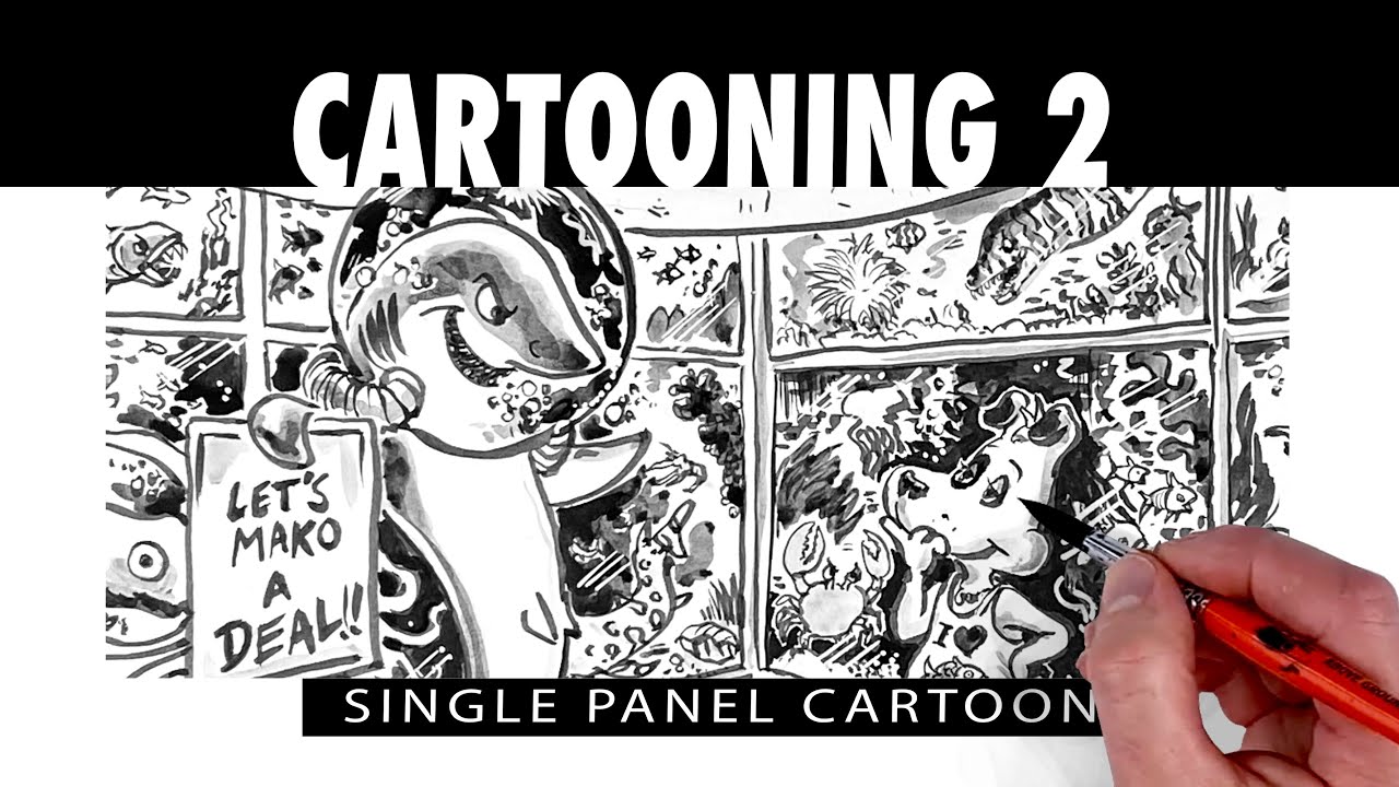 Drawing and Inking a Single Panel Cartoon [Timelapse]