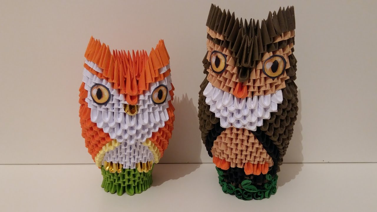Chouette, owl origami 3d