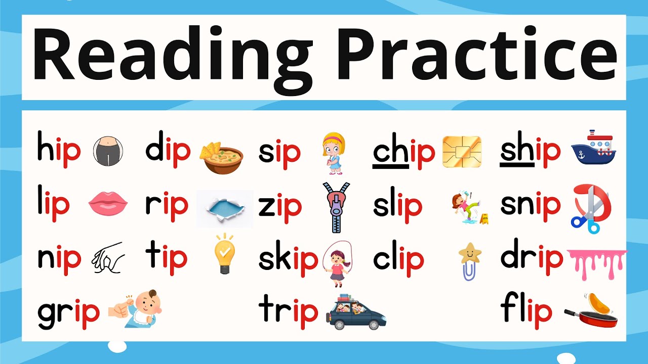 Word Family IP Reading Practice with Phonics CVC Words