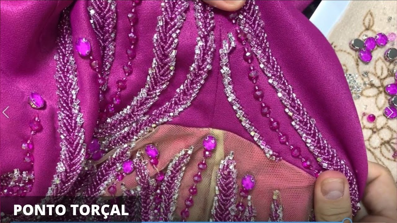Como fazer um Ponto Torçal Enviesado Bonito na prática - Bordado de pedraria - Viviane Rainer