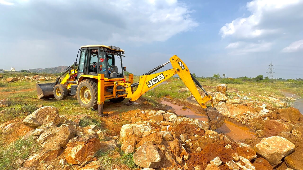 JCB 3DX BACKHOE LOADER Powerful Digging in Rocky Land | Heavy Equipment Work 🤯#jcb #video #backhoe 