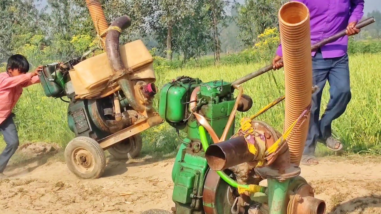 किसान का देसी जुगाड़ ll किरलोसकर 8hp डीजल इंजन पंपसेट machine setup for Borwall pump farming water p