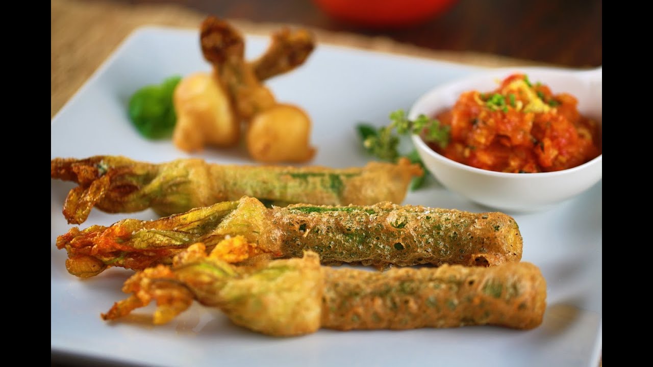 Fried Squash Blossoms Stuffed with Ricotta