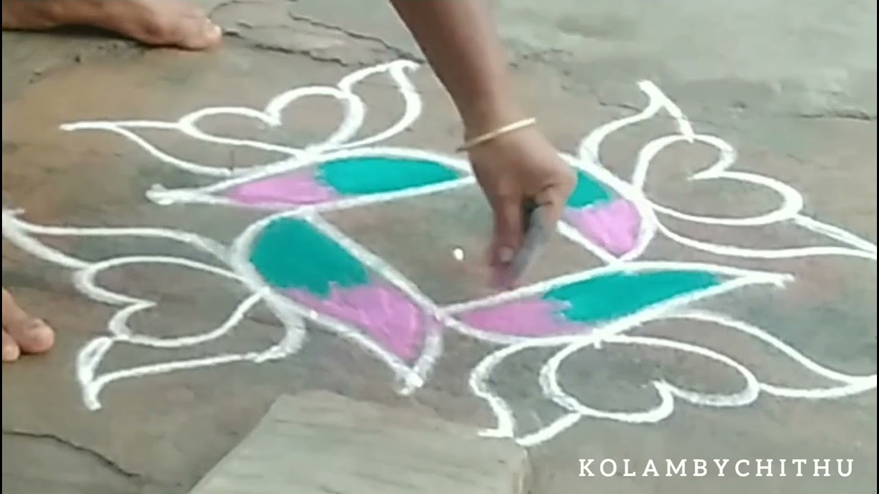 Easy rangoli design 🌸#kolambychithu 