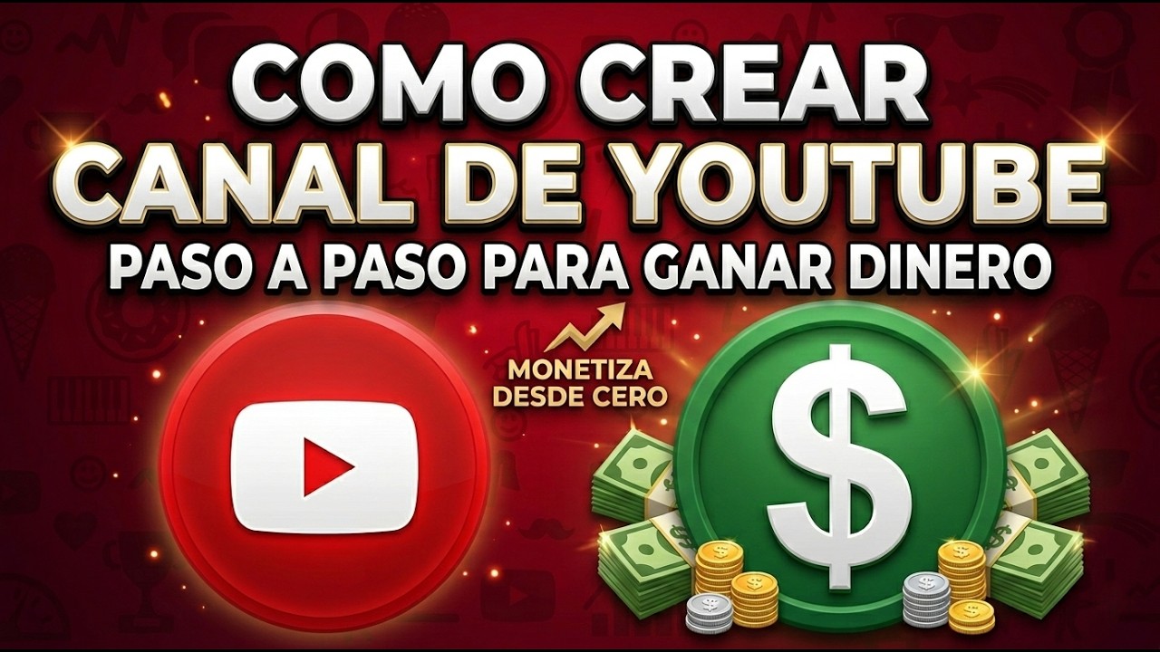 COMO CREAR UN CANAL DE YOUTUBE PASO A PASO DESDE CERO PARA MONETIZAR Y GANAR DINERO EN 2026