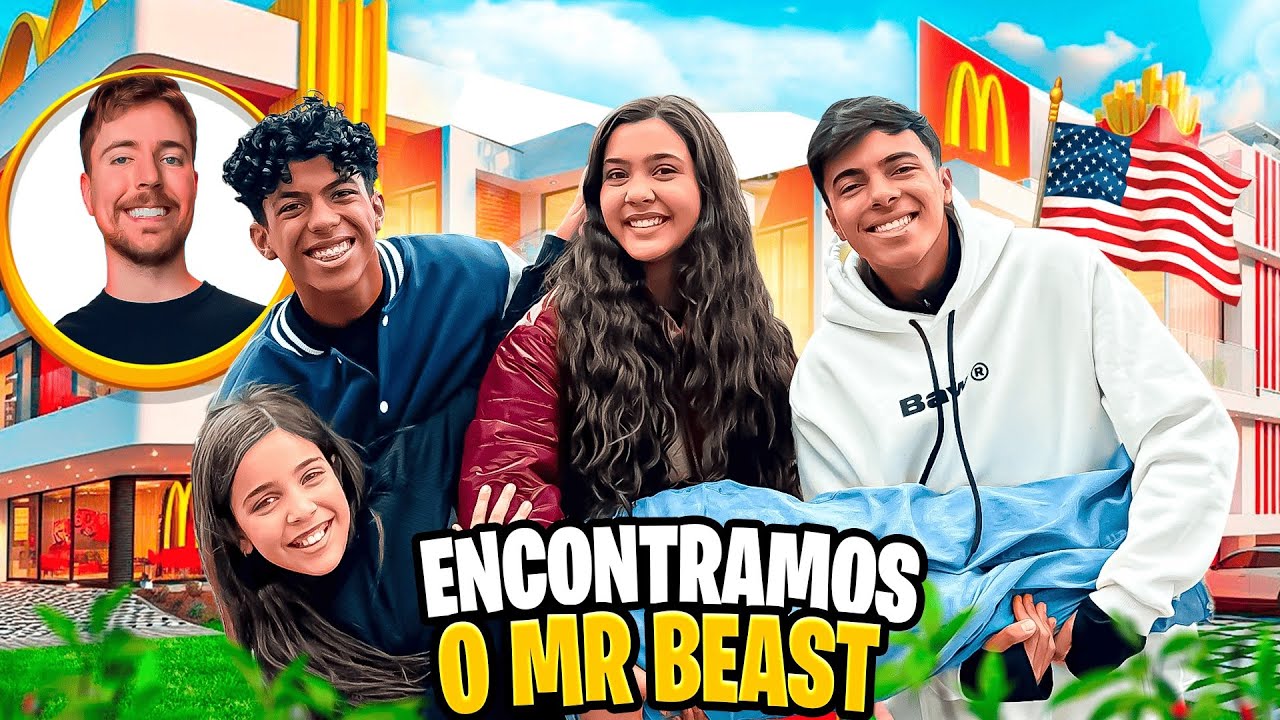 BAGUNÇA NO MAIOR MC DONALDS DOS EUA E ENCONTRAMOS O MR BEAST!😱🇺🇸 *foi muito legal (feat.irmãs Pina)