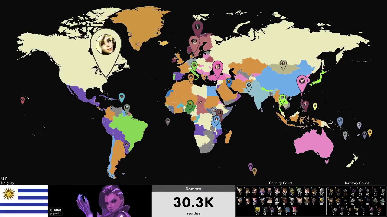 Most Popular Overwatch Hero in Every Country | SEARCH BATTLE