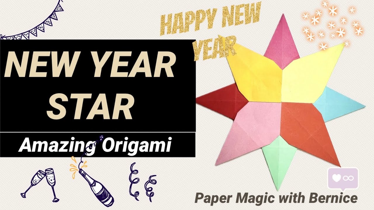 Welcome 2024 with Sparkle: Colorful Origami Lucky Star Tutorial! 🎉  How to do an origami Lucky Star