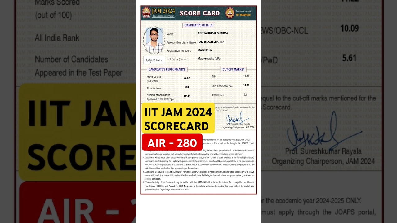 IITJAM 2024 SCORECARD | IITJAM 2024 RESULT | IIT JAM  2024 MATHEMATICS RESULT 