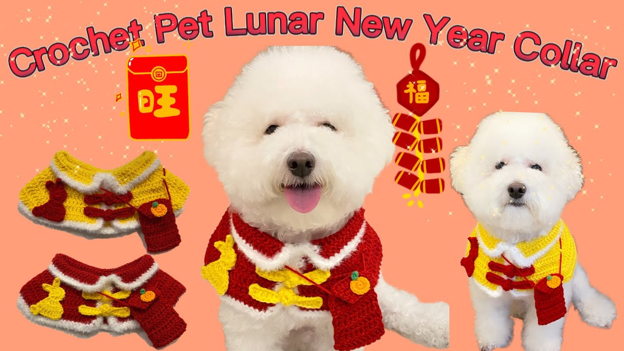 編織寵物新年項圈教程(紅包)/  HOW TO CROCHET PET LUNAR NEW YEAR COLLAR | BEGINNER CROCHET TUTORIAL (red envelope)