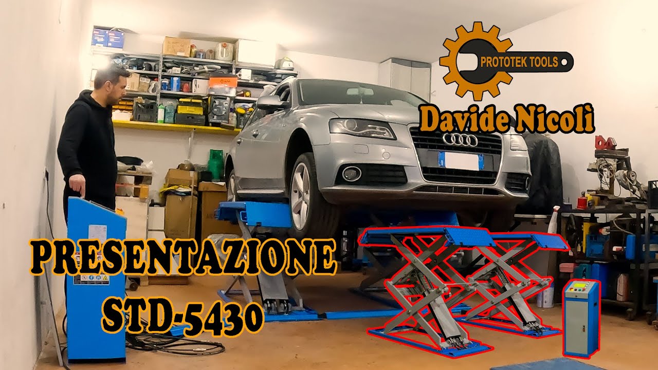 Presentazione ponte sollevatore a Forbice modello sopra al pavimento. STD-5430