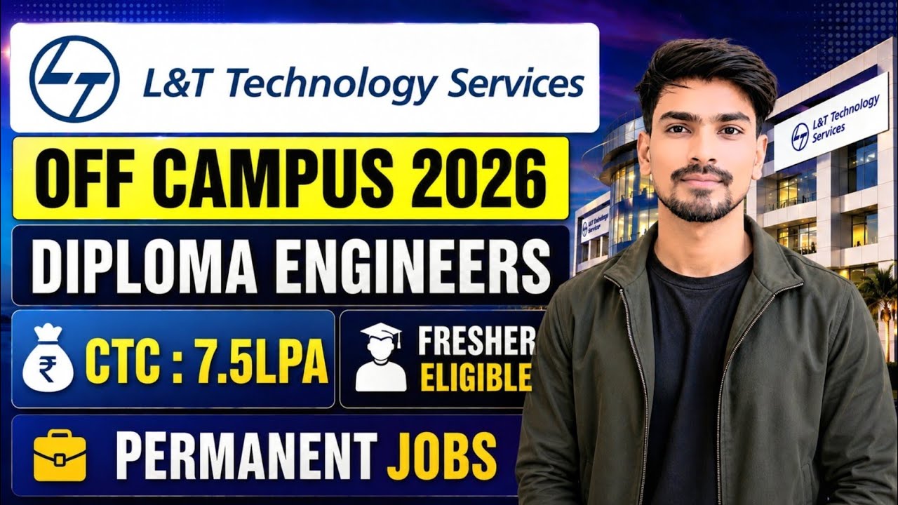 L&T Technology Recruitment 2026। Diploma Engineers। CTC : 7.5 LAKHS। L&T Vacancy 2026। Latest Jobs