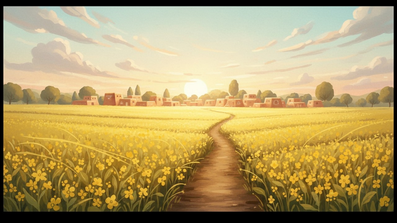 Mustard Fields at Dawn 🌾 Brewing Chai & Making Pakoras | Cozy Ghibli-Style ASMR Village Life