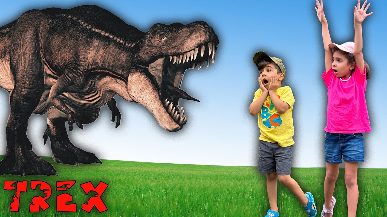 Dinosaurs for Kids | fun and educational T rex adventure by Atrin and Soren in Jurassic park