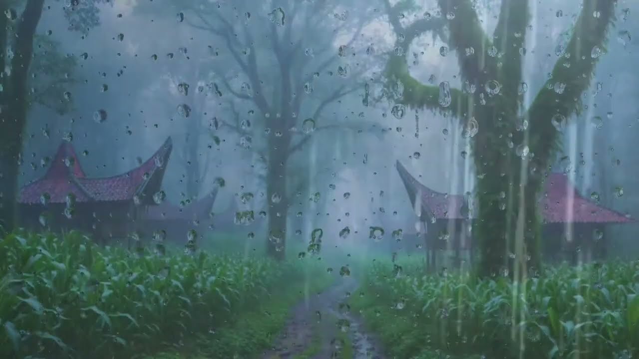 asmr rain | Tropical Storm on a Coffee Plantation | Intense Rain Sounds for Masking Noise