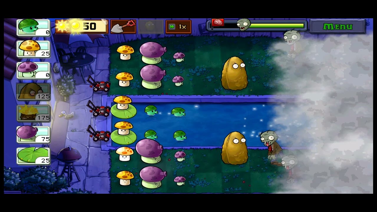 Plants vs Zombies  - Fog - Level 1 (1 of 10) (1/10) - Gameplay (NO BGM)