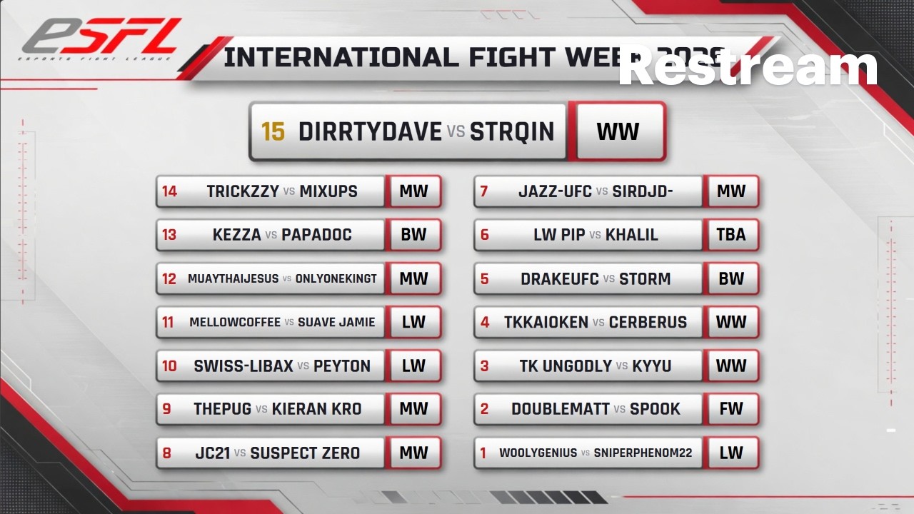 LIVE ESPORTS #UFC6 Best In The World Compete - DirrtyDave v Hammer; Trickzzy v Wordlife + LEGENDS!!!