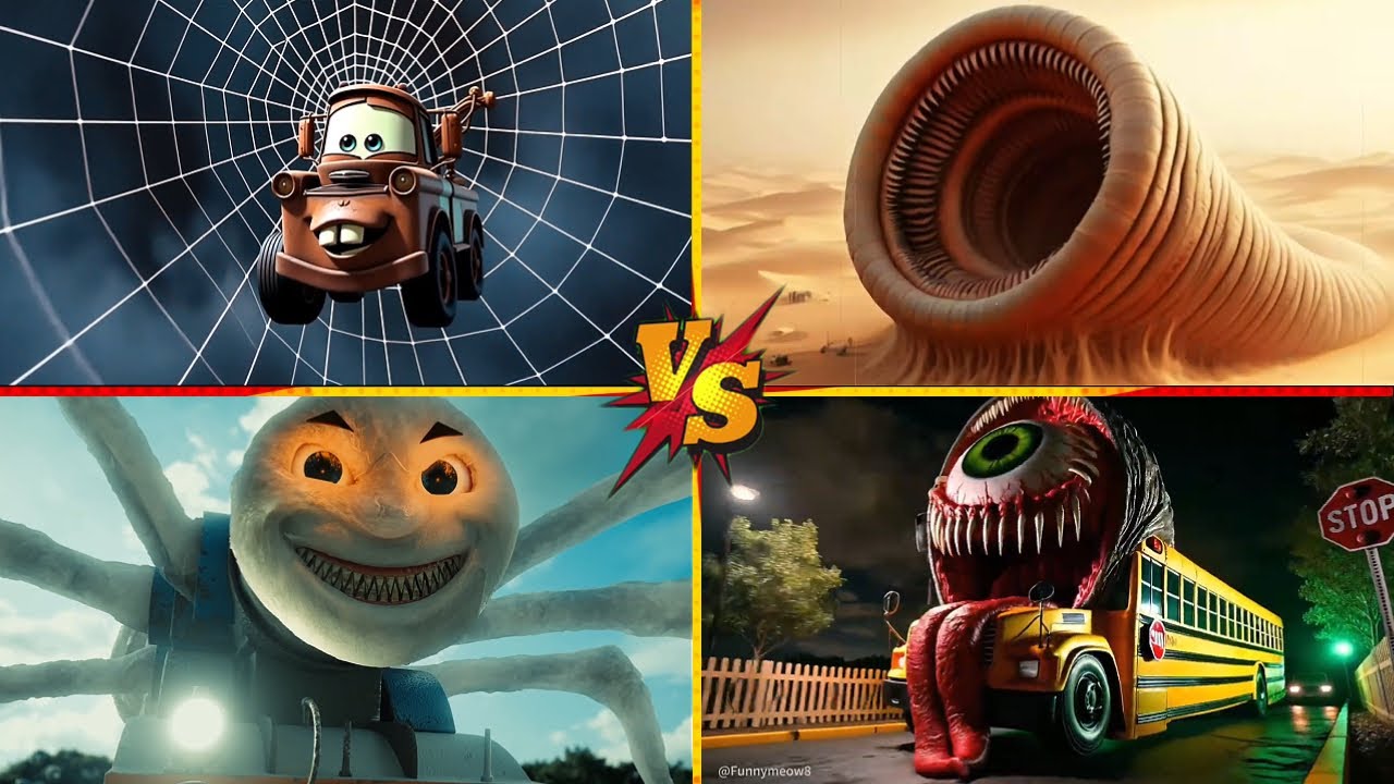 Mater vs spidey 🆚 Choo choo Charles🆚Cursed Thomos🆚School bus eatar  - TILES HOP EDM RUSH