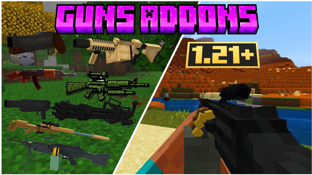 🔫 Top 5 ADDONS de ARMAS para Minecraft Bedrock/PE 1.21 y 1.21.70