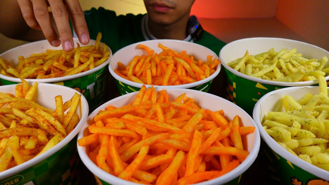 POTATO CORNER FRIES (BBQ, Cheese, Sour Cream) MUKBANG *No Talking*