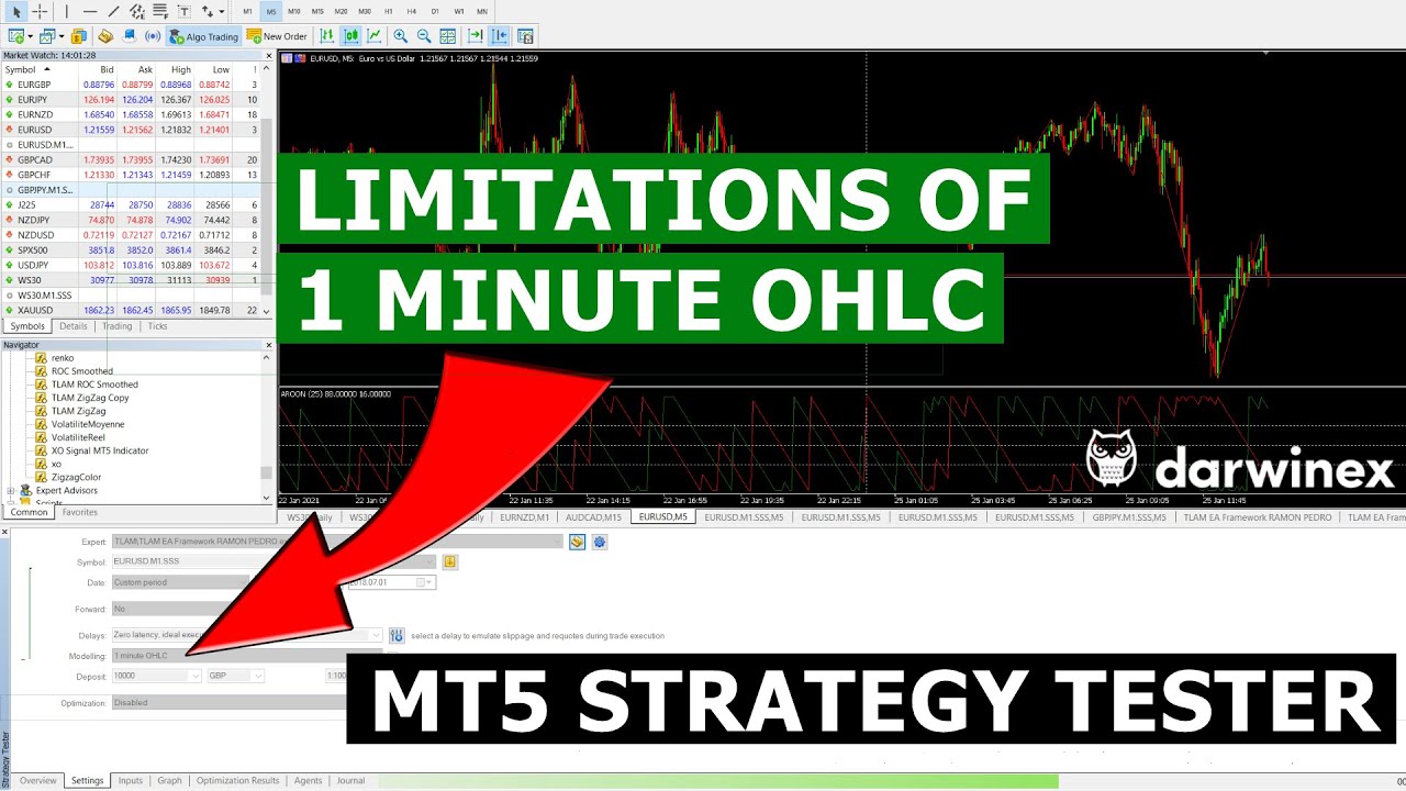 13) Beware! - Limitations of using '1 minute OHLC' Setting in the MT5 Strategy Tester