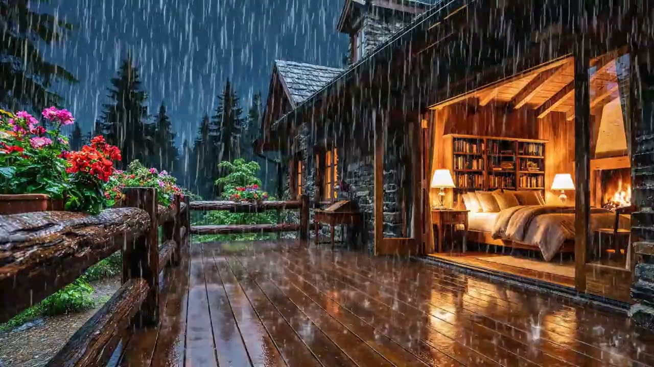 Rainy Night at Stone Mountain Cottage | Real Rain Sounds | 3 Hours Deep Sleep
