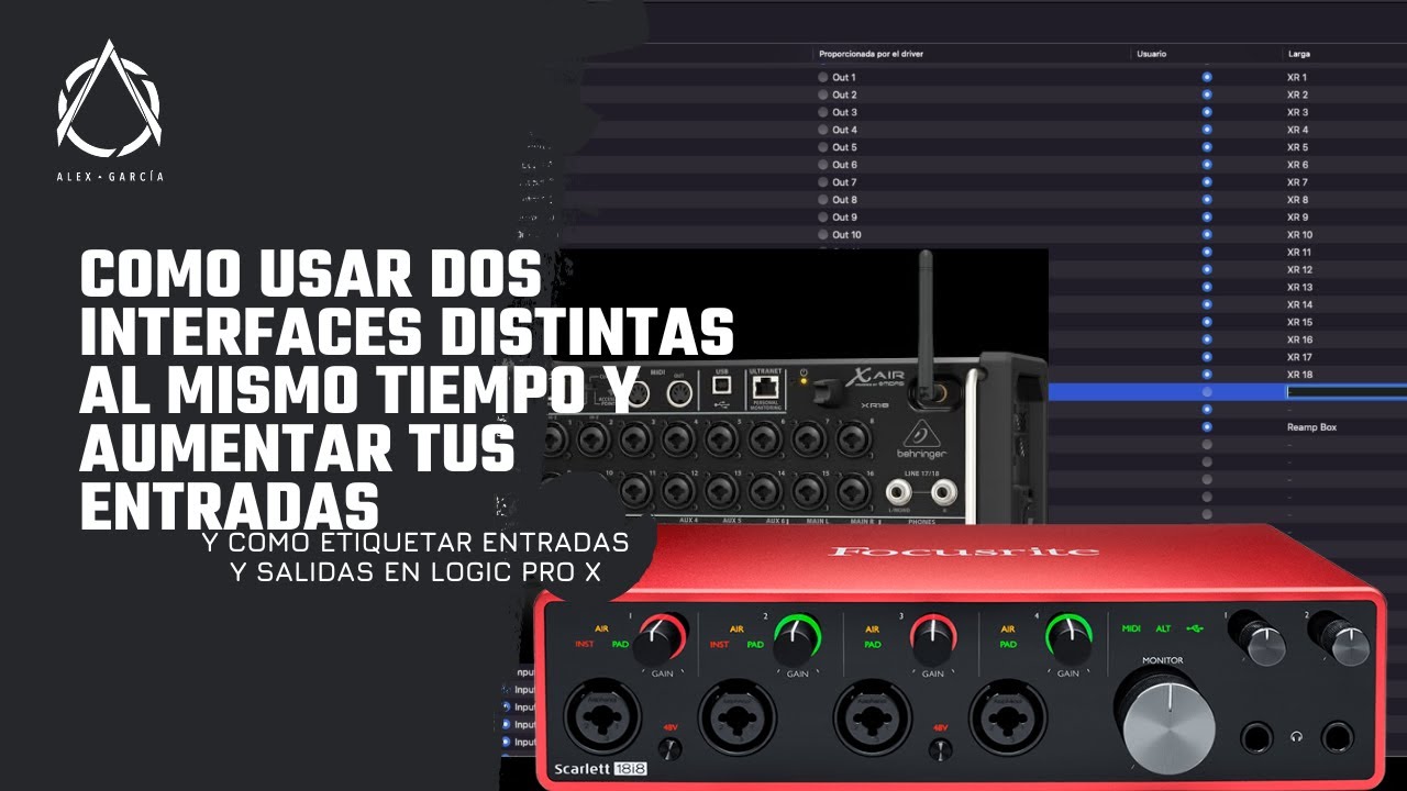 Como usar dos interfaces diferentes al mismo tiempo en Mac y etiquetar entradas y salidas en Logic