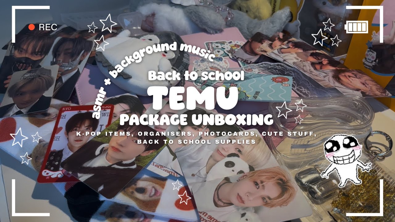 TEMU Back to School UNBOXING 📦🧸 ( asmr + bg music) | k-pop, organisers, pcs, school supplies |