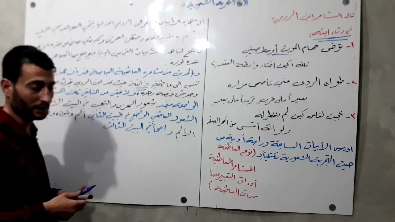 تطبيق التجربة الشعورية على أبيات ابن الرومي
