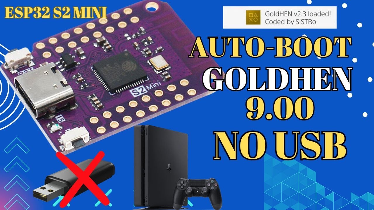 Modifica PS4 9.00 - Auto Jailbreak Exploit GoldHEN con ESP32 S2 Mini #GOLDHEN #PS4 #JAILBREAK #2024
