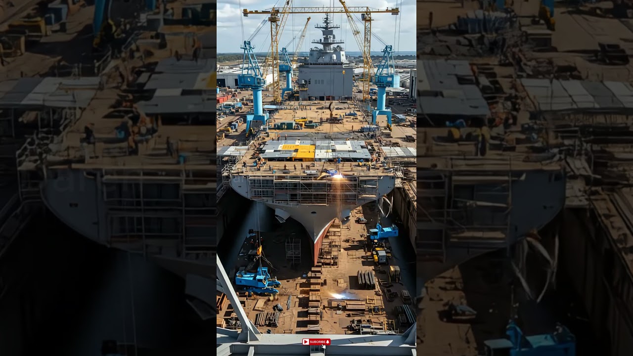 Inside a ship repair yard: See a giant #aircraftcarrier #maritime #construction #shorts #mustwatch