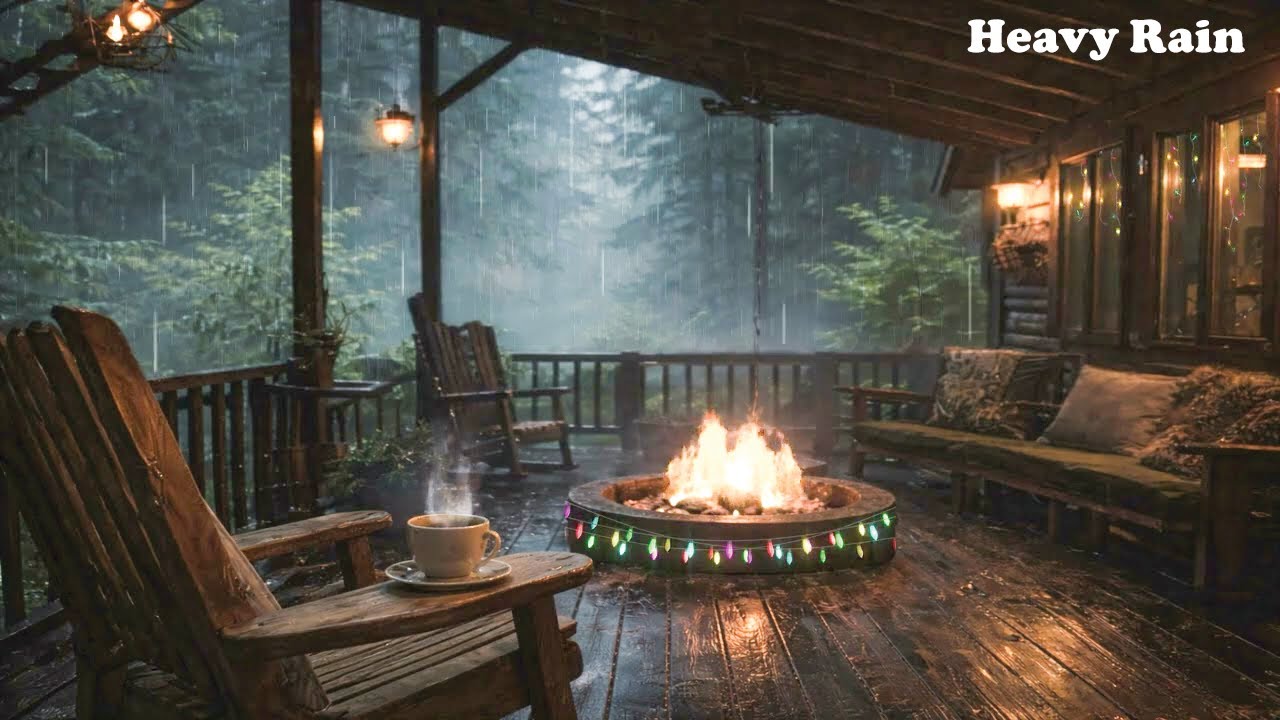Heavy Rain Rain Sounds For Sleep Cozy Rain Piano Deep Sleep Music Soothing Calm Atmosphere