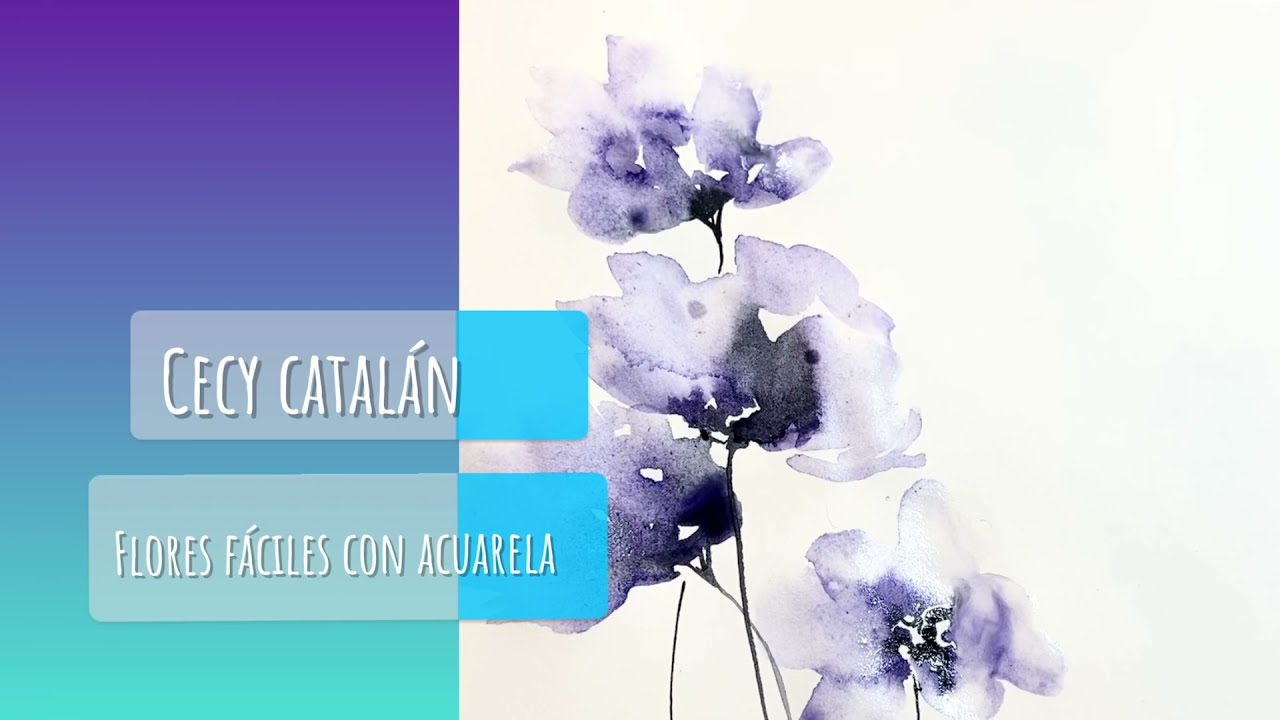 Flores abstractas con acuarela, loosefloral watercolor, art by Cecy Catalán